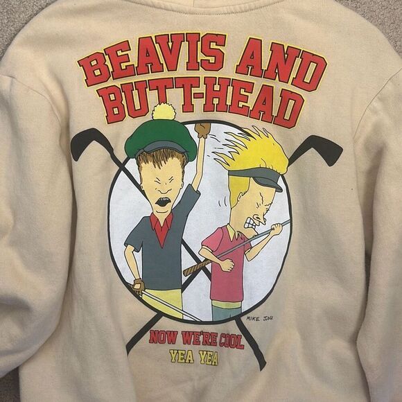 Vintage Logo Fleece Hoodie Sweatshirt Unisex Beavis and Butt-head Retro Novelty - Picture 4 of 8